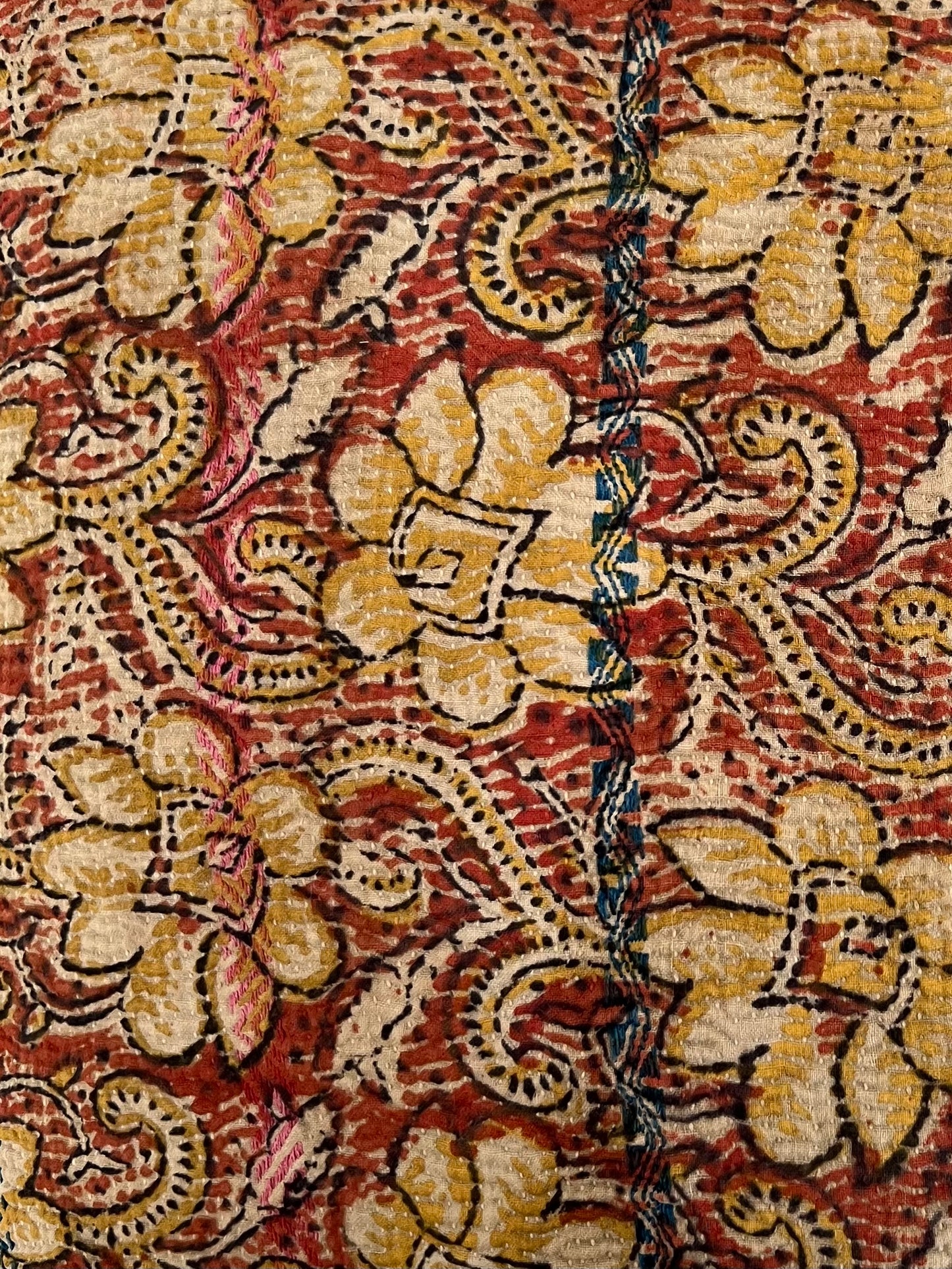 Quilted Floral Block Print Pillow