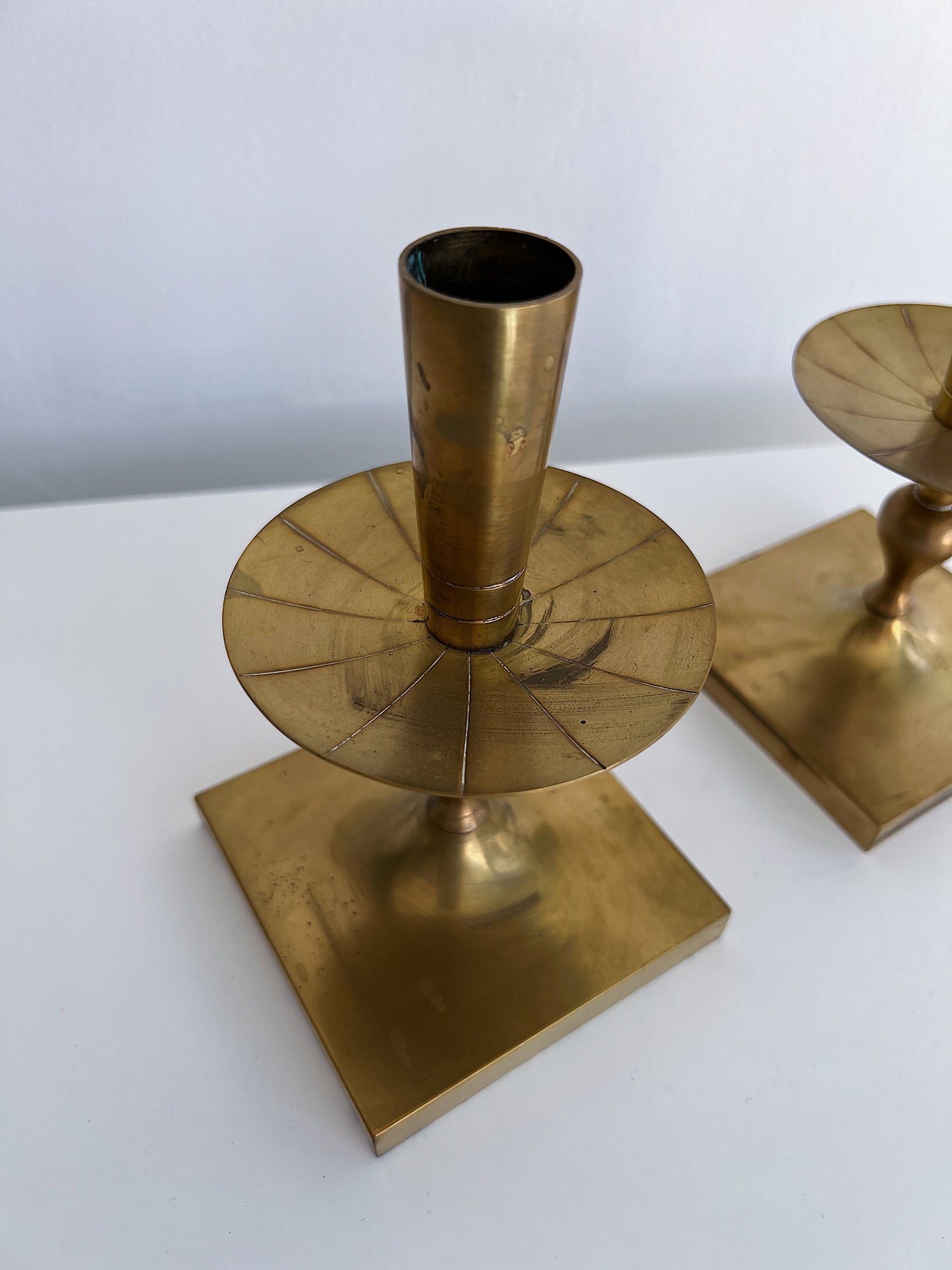 Mid-Century Modern Tommi Parzinger Brass Candle Stick Holders, Set of 2