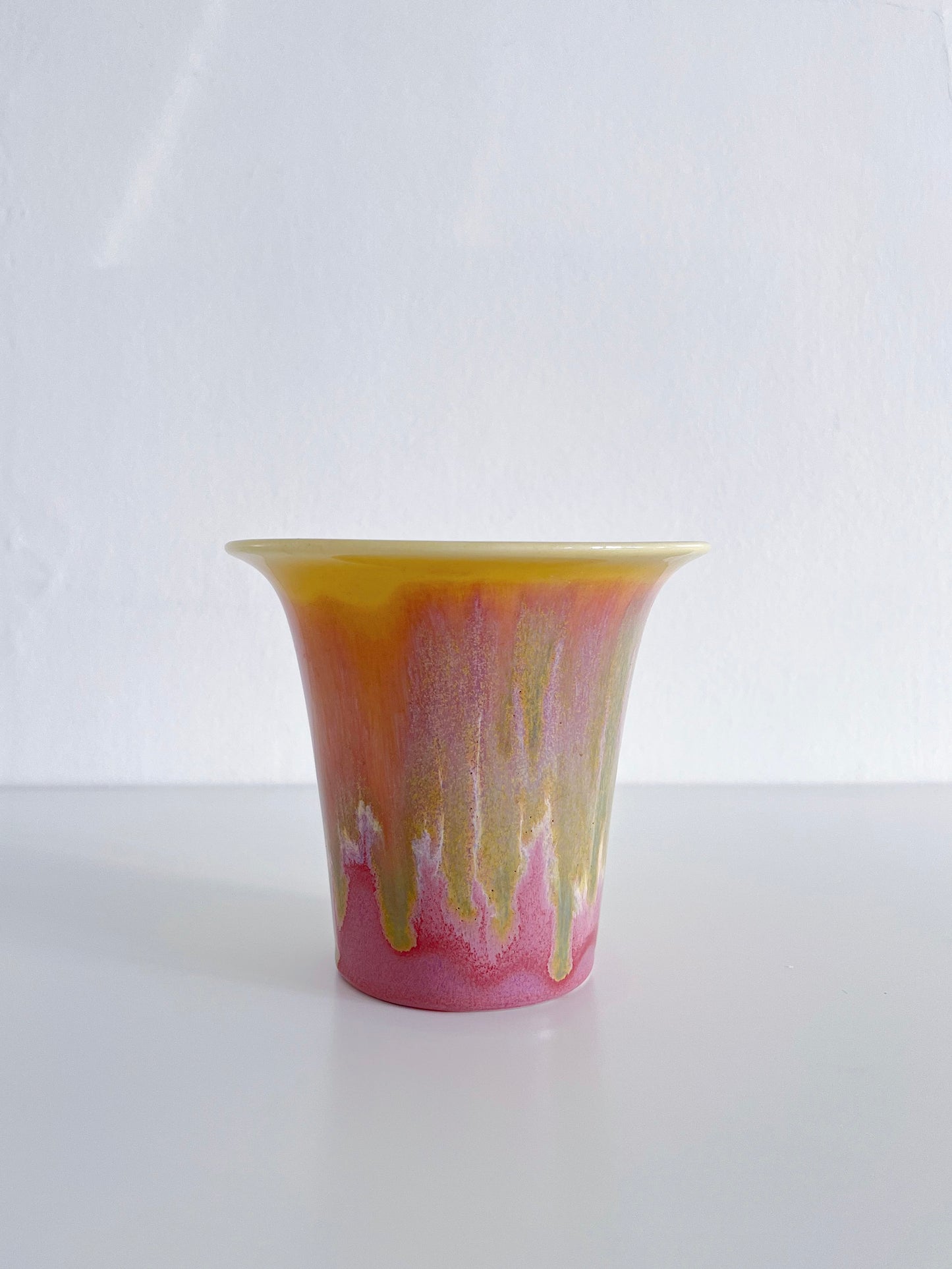 Vintage Pink & Yellow Hand-Glazed Pottery