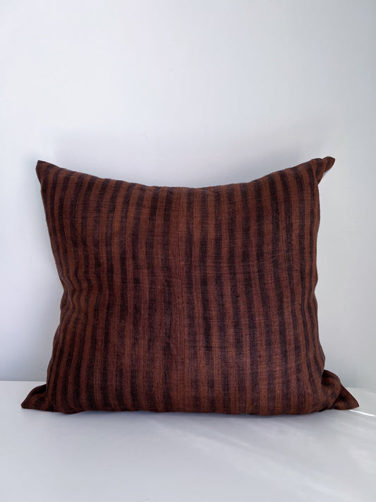 Brown Stripe Square Linen Pillow