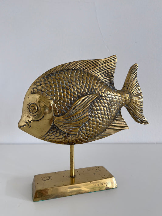 Vintage Mid-Century Brass Fish Sculpture