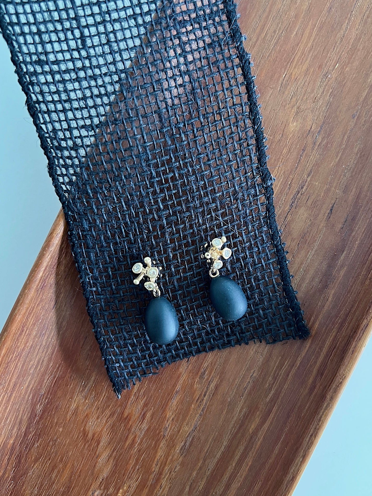 Blossom Bronze Obsidian Earrings