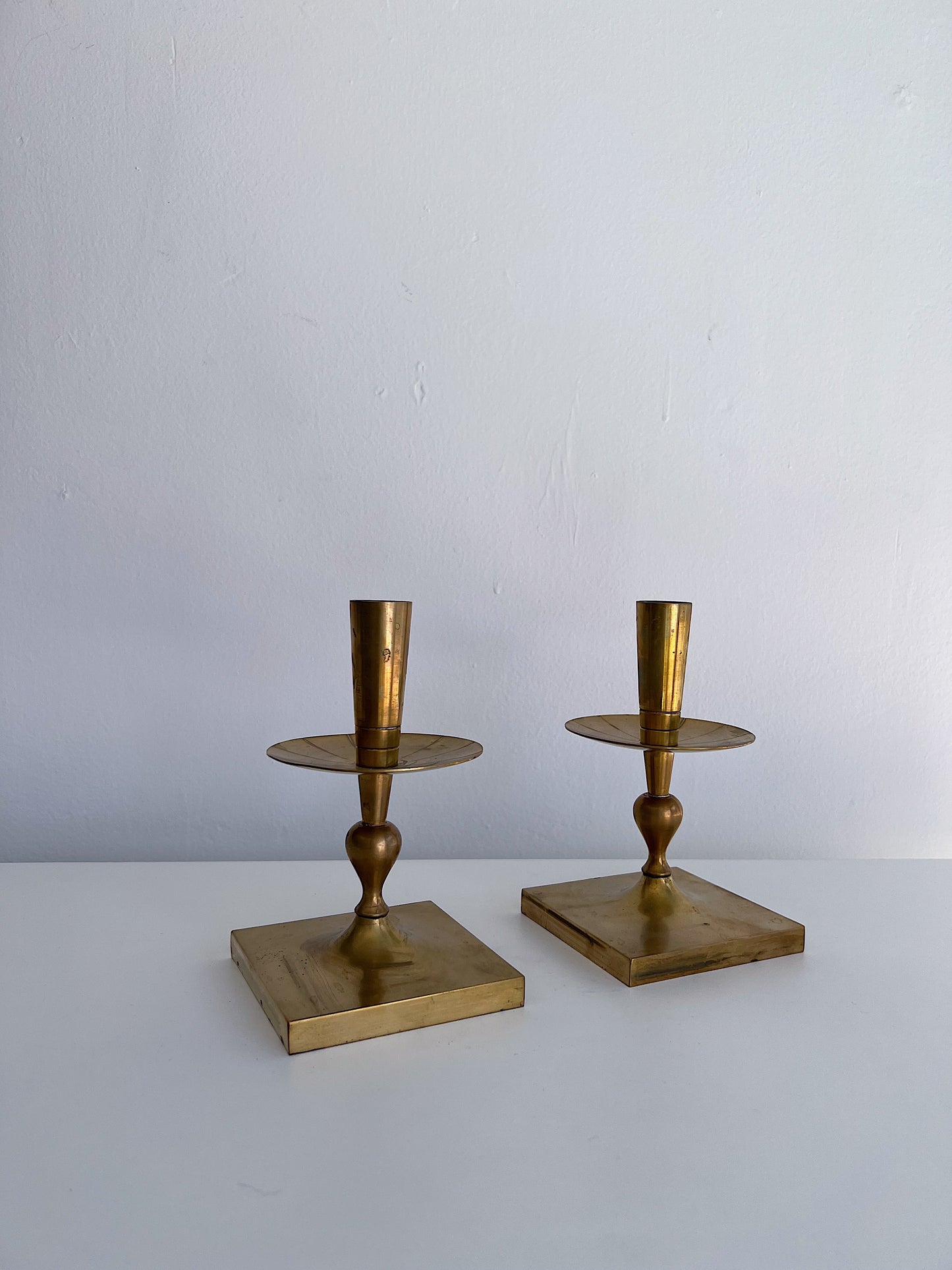 Mid-Century Modern Tommi Parzinger Brass Candle Stick Holders, Set of 2