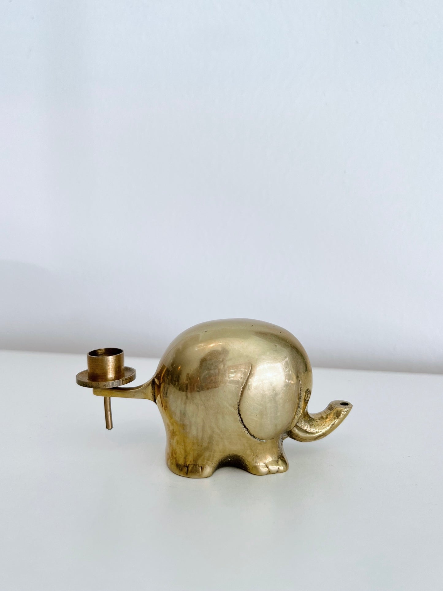 Brass Elephant Interlocking Candle Holders