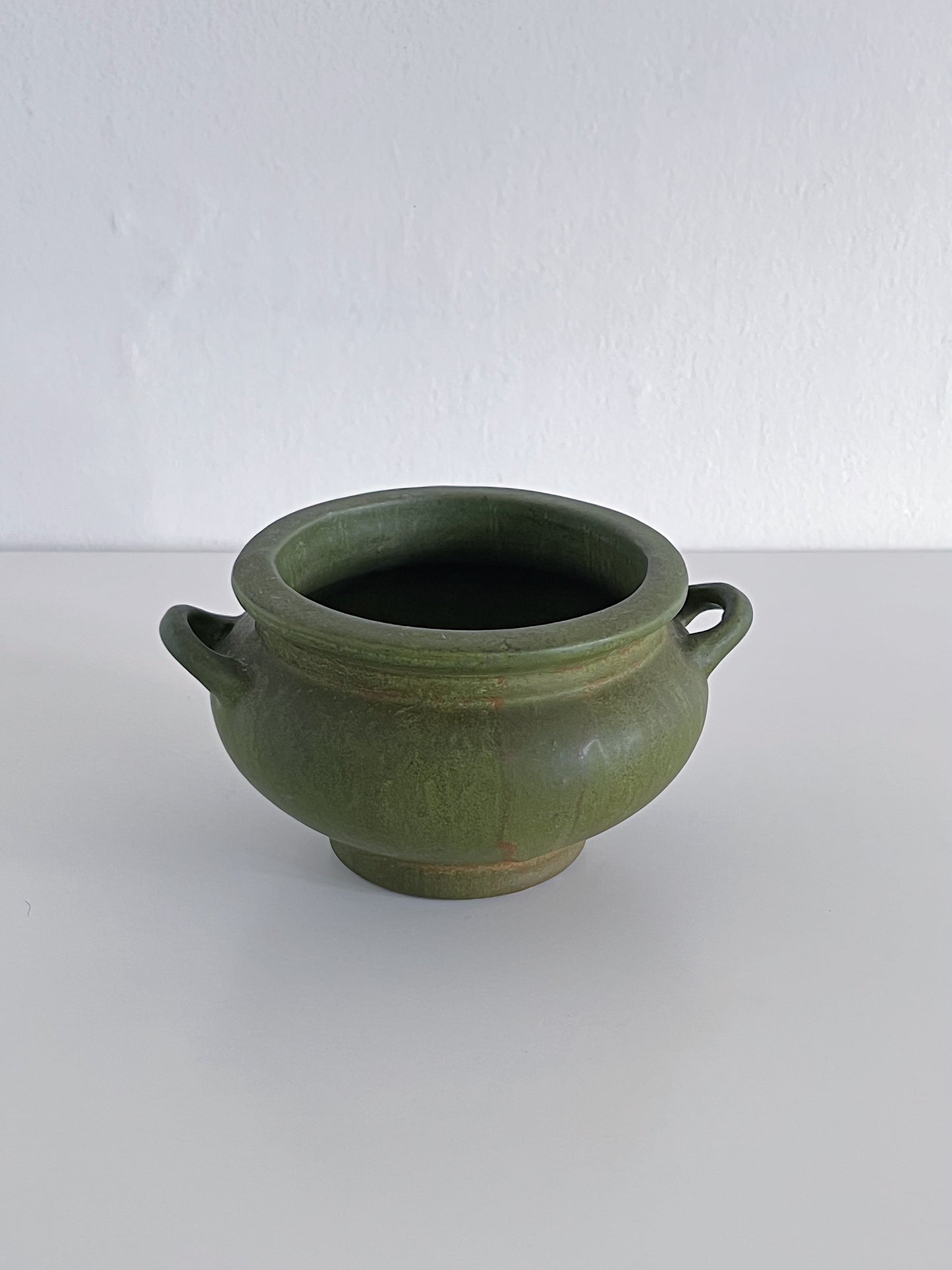 Vintage Roseville Pottery Carnelian Matte Green Glaze Planter