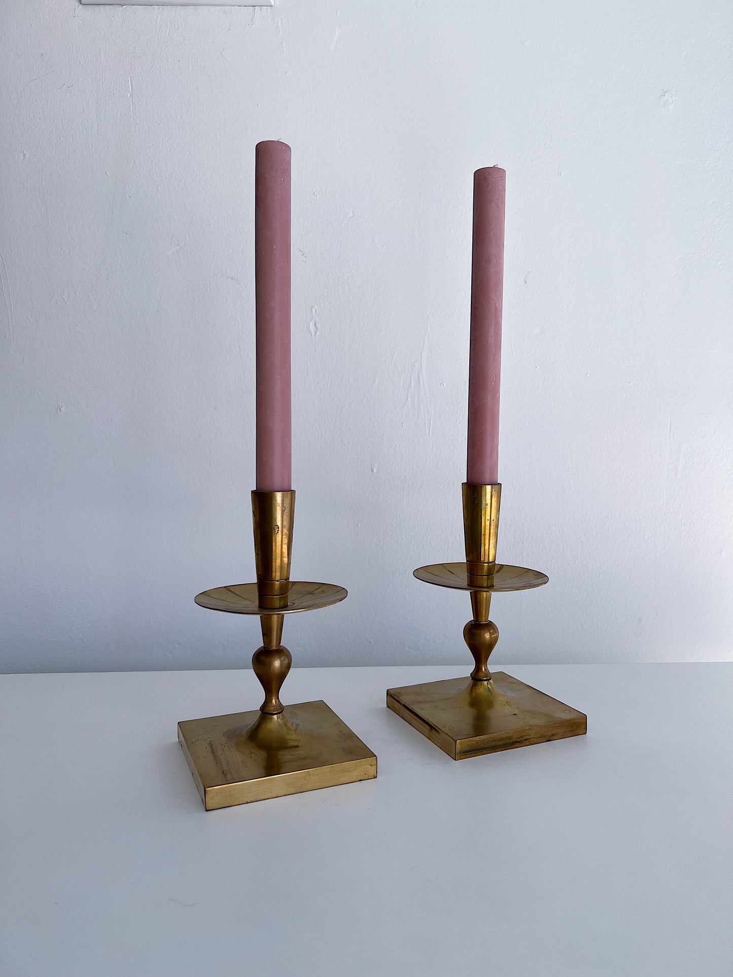 Mid-Century Modern Tommi Parzinger Brass Candle Stick Holders, Set of 2